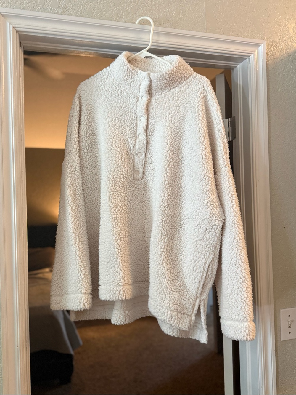 aerie Cream Sherpa Snap-Front Pullover